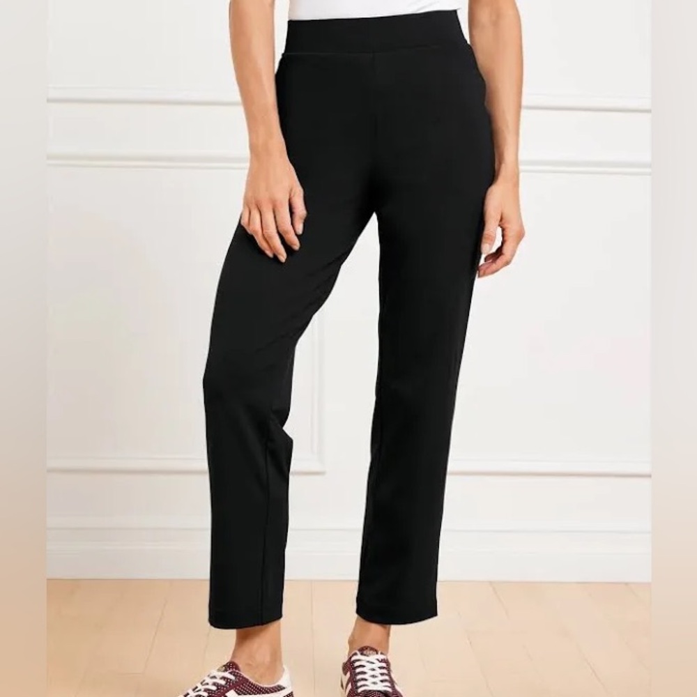 Talbots pull on, strach, straight leg, black dress pants size 12